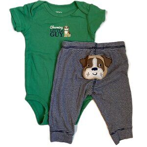 🐶$5 Add On | Puppy Outfit Set 6M Carter's Green Navy Baby Boy